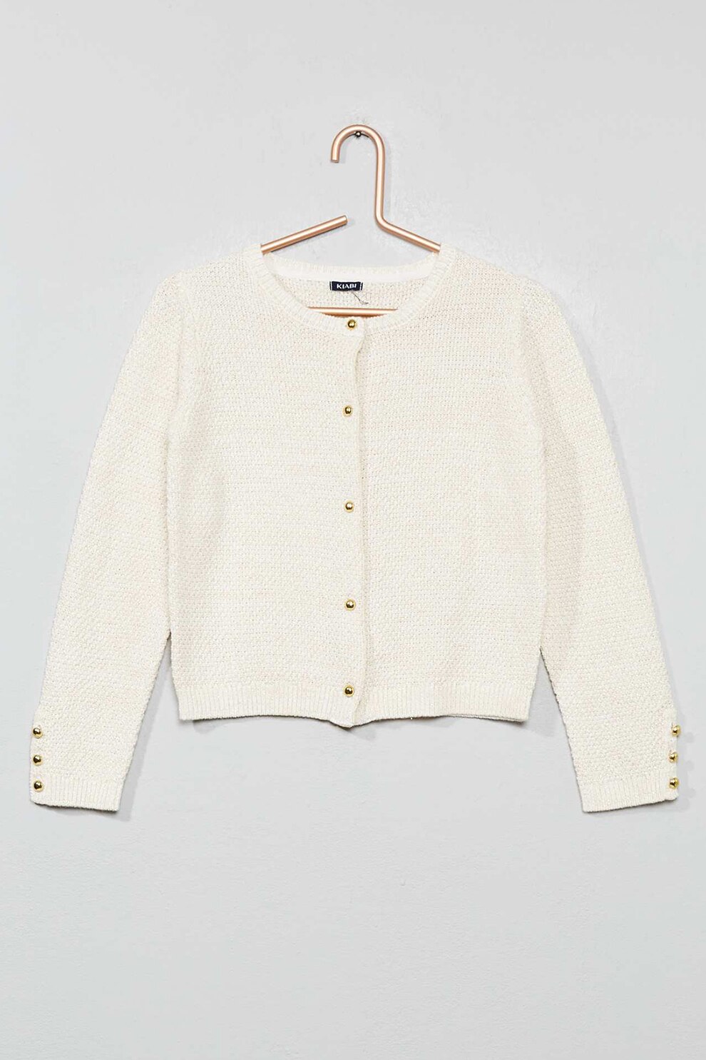 KIABI, Cardigan texturat, Alb, 108-113 CM