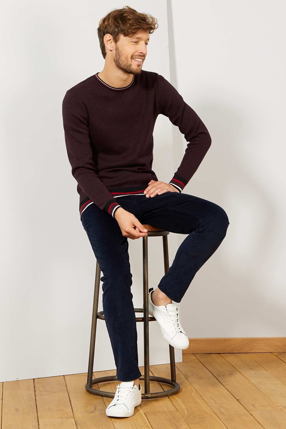 KIABI, Pulover cu decolteu la baza gatului, Visiniu