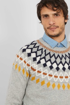 KIABI, Pulover cu decolteu la baza gatului si maneci raglan, Gri melange, S KIABI, Pulover cu decolteu la baza gatului si maneci raglan, Gri melange, S