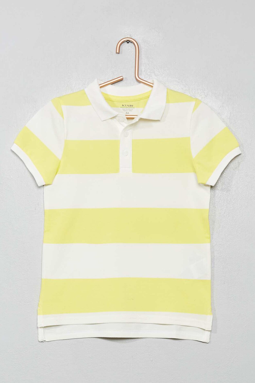 KIABI, Tricou polo din bumbac organic cu model pique, Alb/Galben