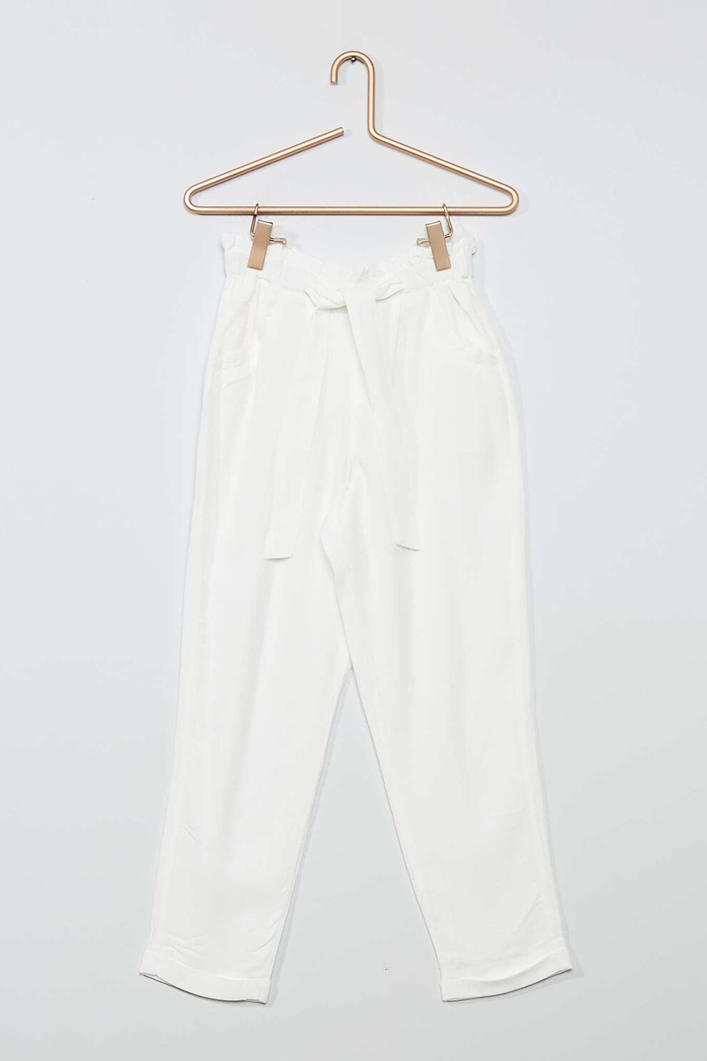 KIABI, Pantaloni cu croiala ampla si buzunare, Alb