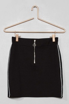 KIABI, Fusta mini cu fermoar, Negru KIABI, Fusta mini cu fermoar, Negru
