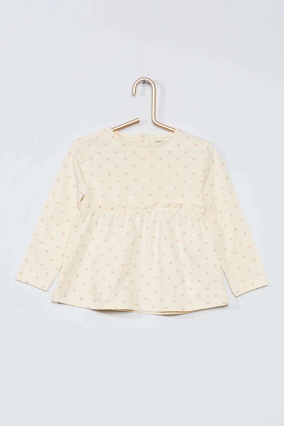 KIABI, Bluza din bumbac organic cu detalii cu fronseuri, Bej