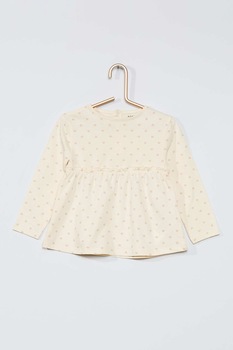 KIABI, Bluza din bumbac organic cu detalii cu fronseuri, Bej KIABI, Bluza din bumbac organic cu detalii cu fronseuri, Bej