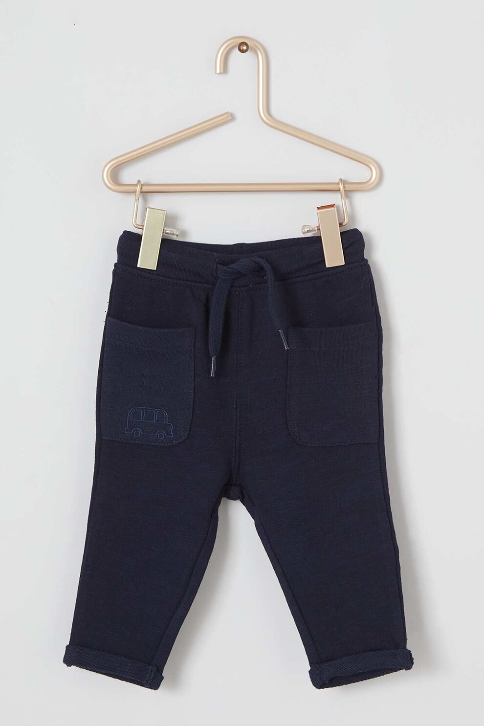 KIABI, Pantaloni din bumbac organic cu buzunare aplicate, Bleumarin