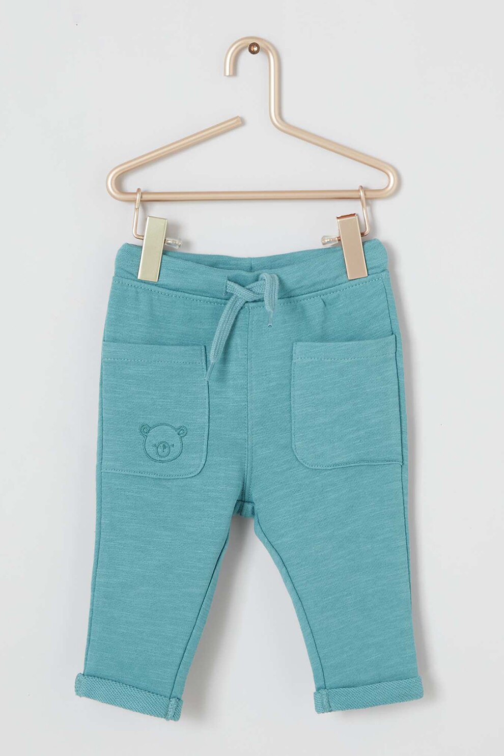 KIABI, Pantaloni din bumbac organic cu buzunare aplicate, Verde menta