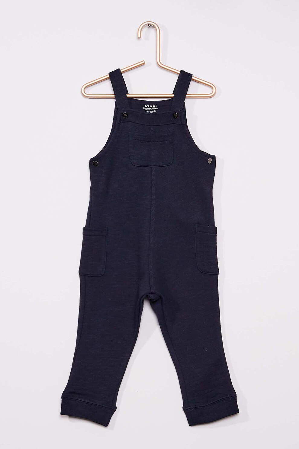 KIABI, Salopeta maxi din bumbac organic cu buzunare aplicate, Bleumarin inchis