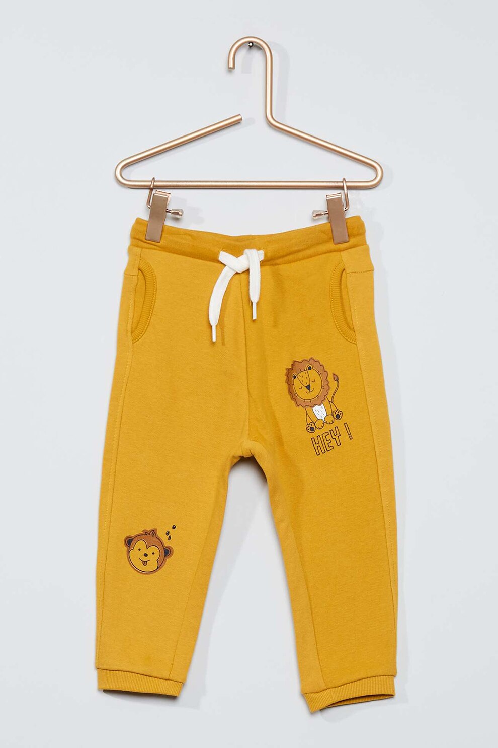 KIABI, Pantaloni sport cu imprimeu cu animale, Galben mustar