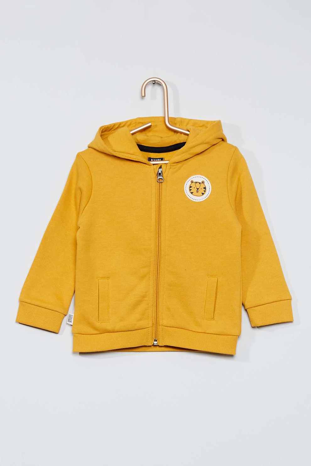 KIABI, Hanorac cu fermoar si buzunare false cu refilet, Galben sofran