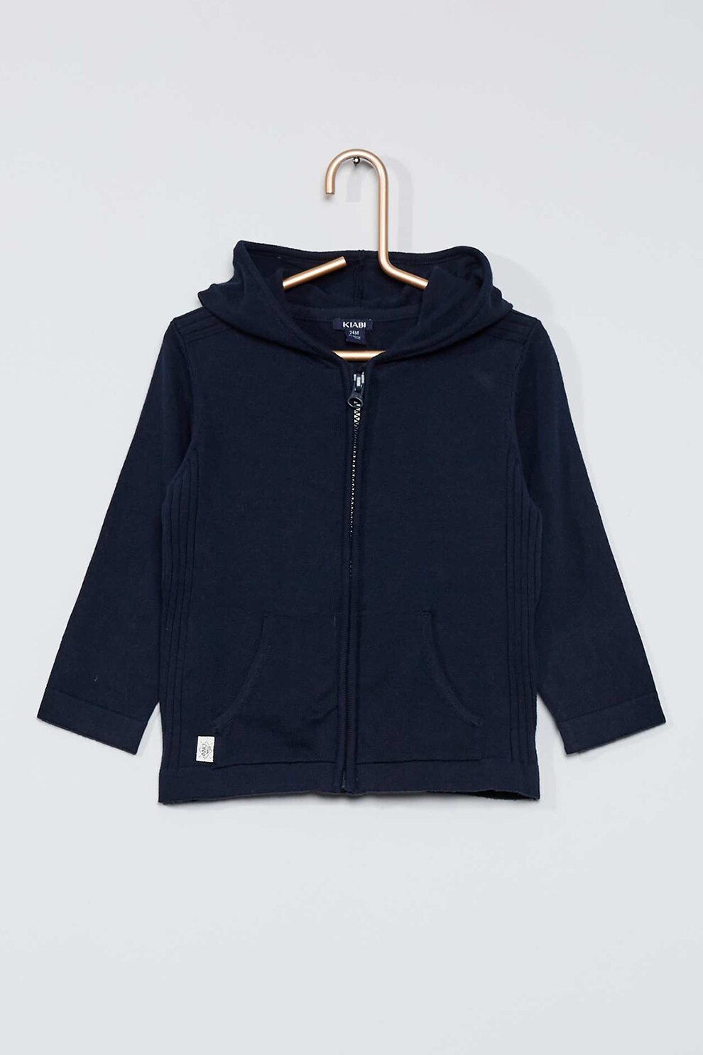 KIABI, Hanorac tricotat fin cu fermoar, Bleumarin