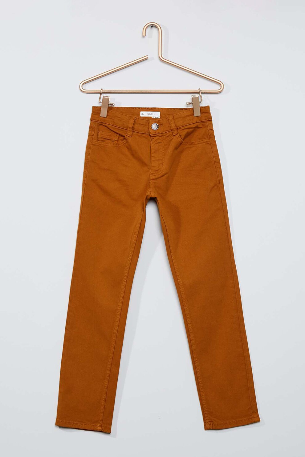 KIABI, Pantaloni slim fit cu model cu 5 buzunare, Ocru