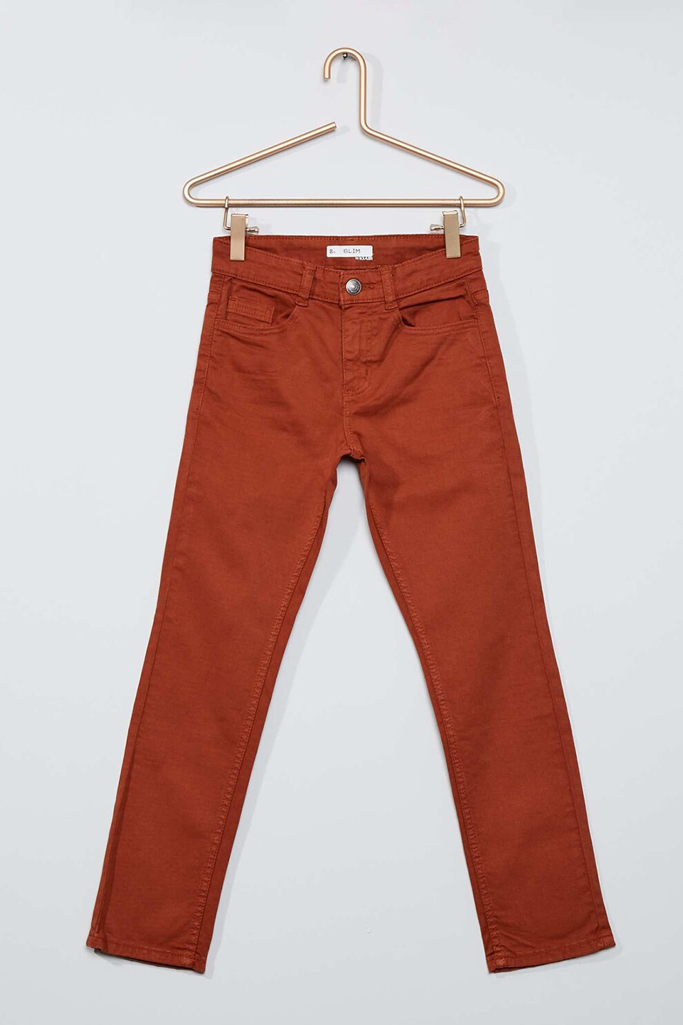 KIABI, Pantaloni slim fit cu model cu 5 buzunare, Maro