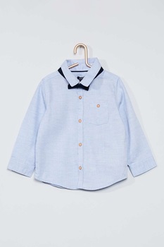 KIABI, Camasa de bumbac organic cu papion, Albastru azur KIABI, Camasa de bumbac organic cu papion, Albastru azur