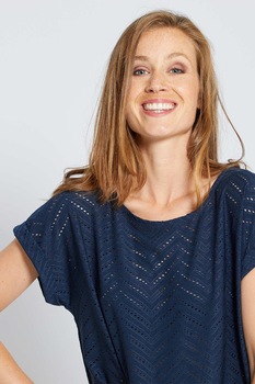 KIABI, Tricou cu aspect perforat, Bleumarin KIABI, Tricou cu aspect perforat, Bleumarin