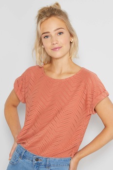 KIABI, Tricou cu aspect perforat, Roz somon KIABI, Tricou cu aspect perforat, Roz somon