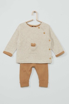 KIABI, Set de bluza si pantaloni sport - 2 piese, Bej/Maro KIABI, Set de bluza si pantaloni sport - 2 piese, Bej/Maro