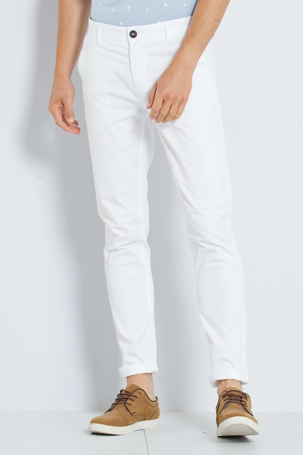 KIABI, Pantaloni chino slim fit, Alb