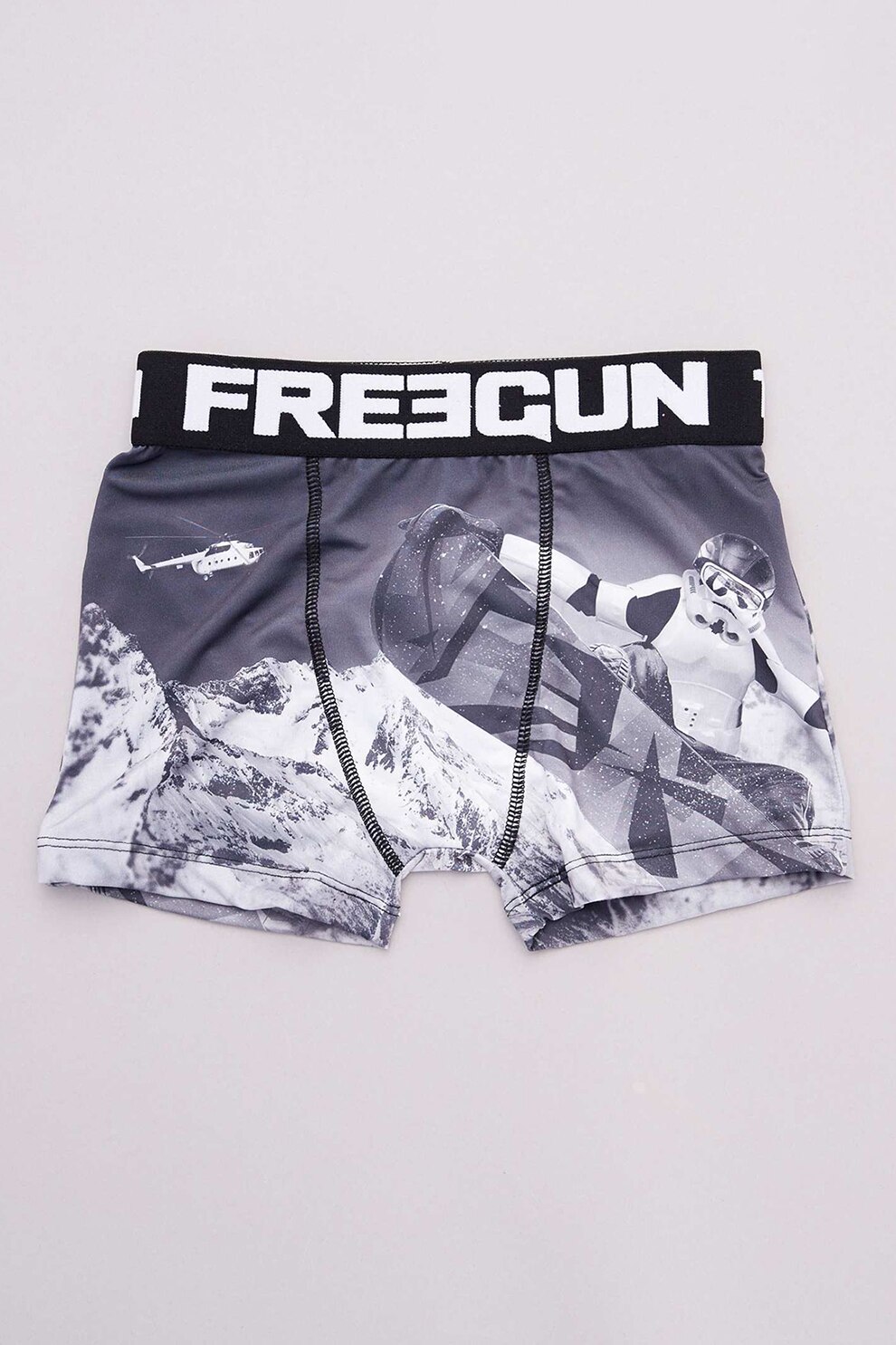 KIABI, Boxeri cu model grafic, Alb/Gri