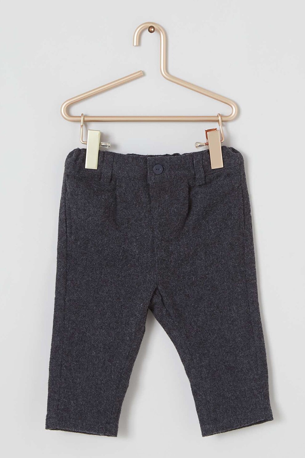 KIABI, Pantaloni cu talie elastica, Gri inchis melange