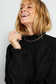 KIABI, Pulover lejer cu maneci cazute, Negru KIABI, Pulover lejer cu maneci cazute, Negru