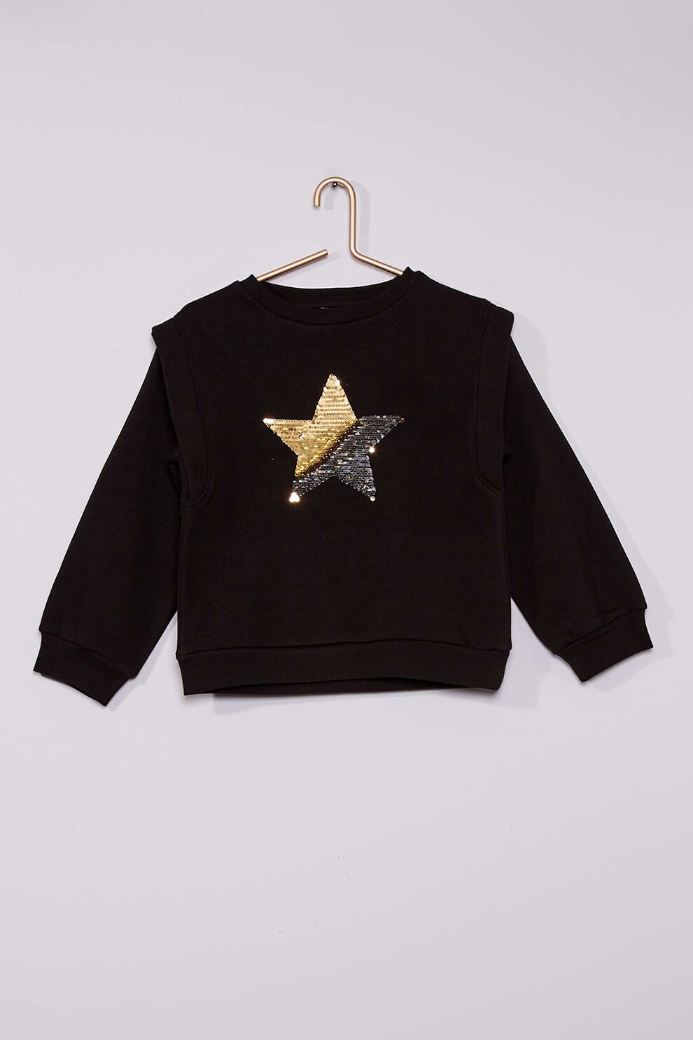 KIABI, Bluza sport cu paiete reversibile, Negru/Auriu