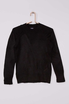 KIABI, Pulover cu decolteu la baza gatului, Negru KIABI, Pulover cu decolteu la baza gatului, Negru