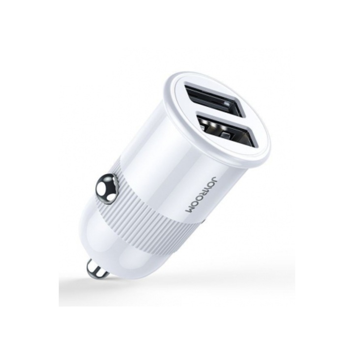 Joyroom C-A06 3.1A 2xUSB Autós Töltőfej + USB Type-C 1M Adatkábel, Fehér