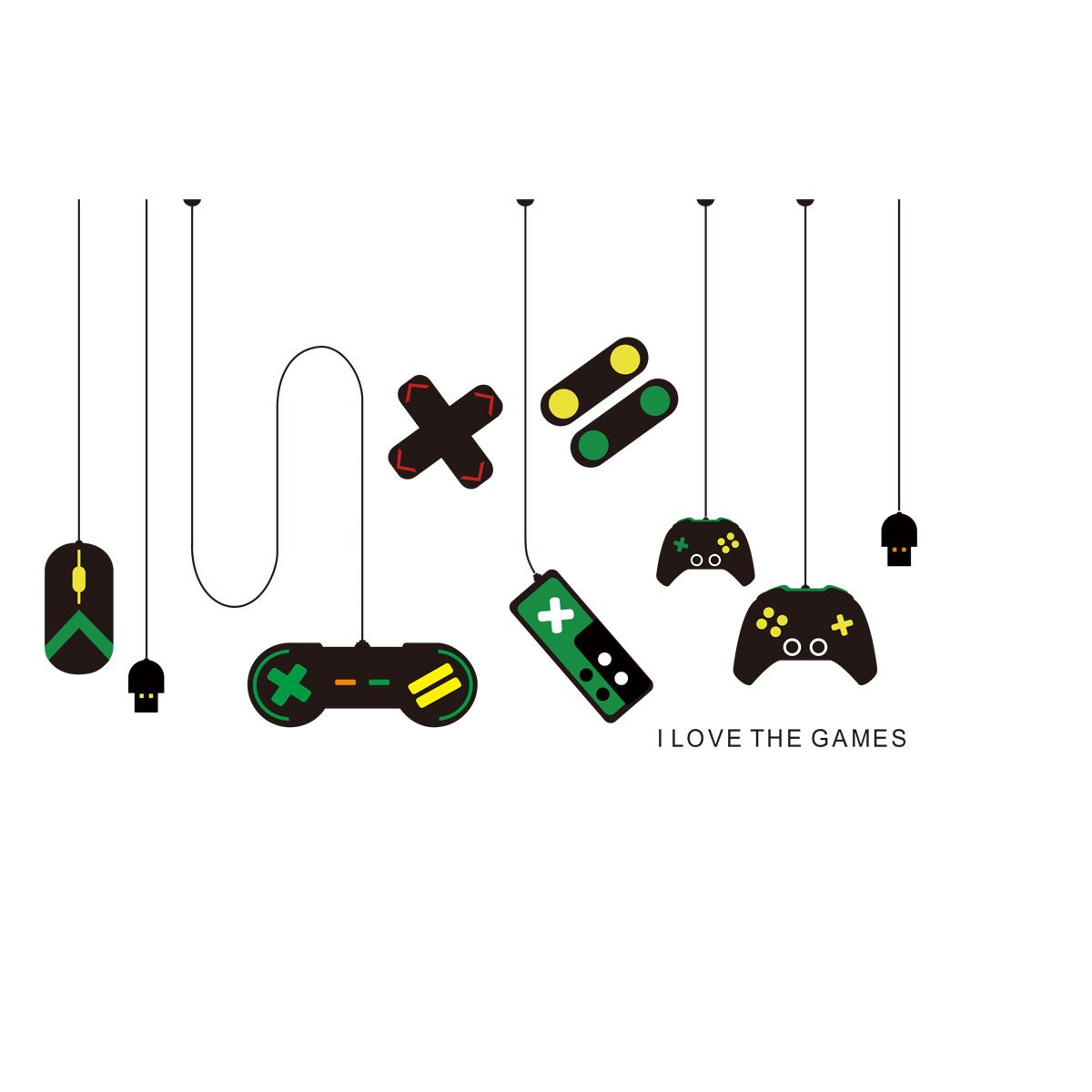 Autocolant decorativ de perete -I Love the Games- 48x70cm, multicolor