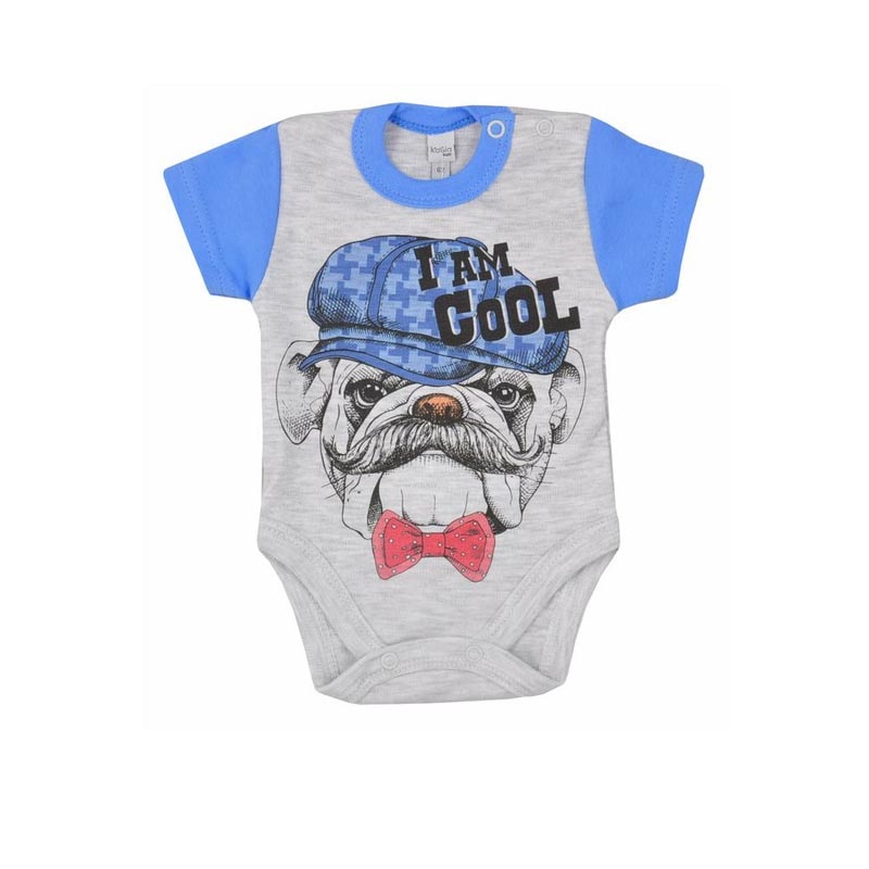 Body cu maneca scurta pentru baieti Koala Pies i kot 04-838, Gri 68 cm