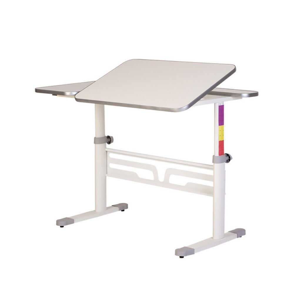 Birou individual Moderna Olly, reglabil pe inaltime, cadru metalic, alb