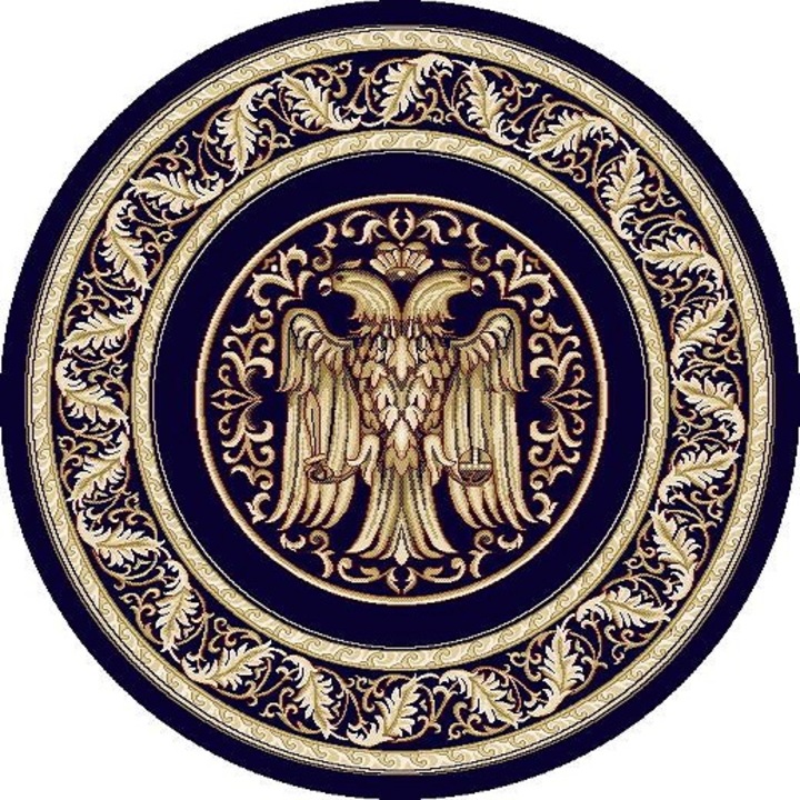 Covor rotund vulture bicefal dimensiunea 100x100cm,Bleumarin