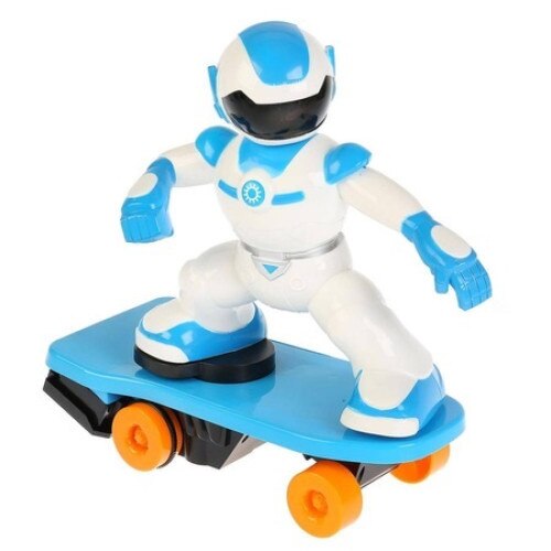 Robot interactiv pe skateboard cu telecomanda, lumini si sunete