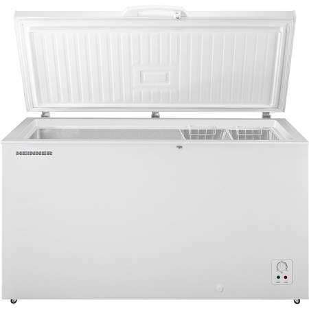 Lada frigorifica Heinner HCF-420F+, 420 l, Clasa F, Control mecanic, Termostat reglabil, Decongelare rapida, Alb