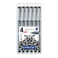 Set pigment liner 4 dimensiuni + 2 gratis Staedtler ST-308-SB6P