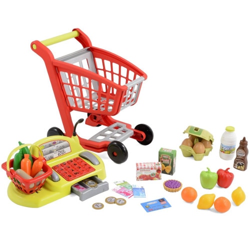 Set Ecoiffier Carucior Cumparaturi si Casa de Marcat