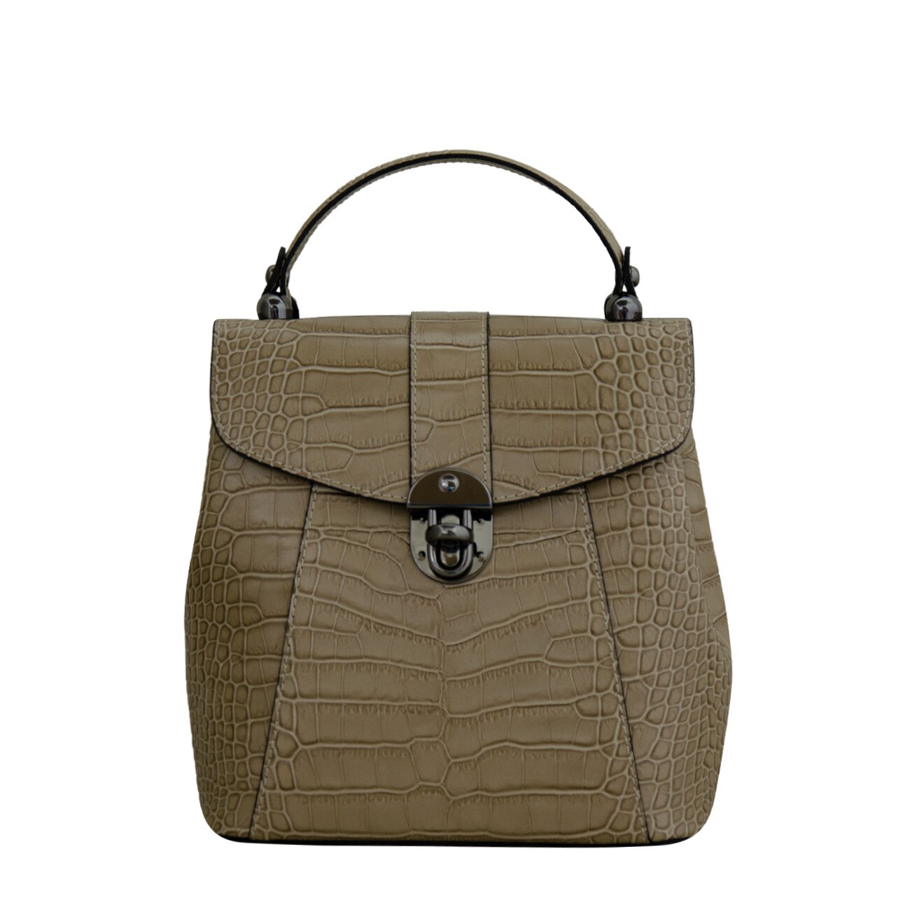Rucsac de dama din piele naturala Eva Bags,Andra croco taupe