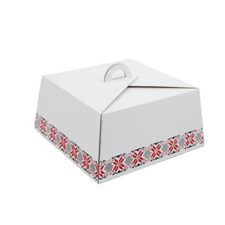 Set 25 Cutii pentru Tort CT1, 24x24x14.5 cm, Capacitate 1.5Kg, Model Traditional, Culoare Alba
