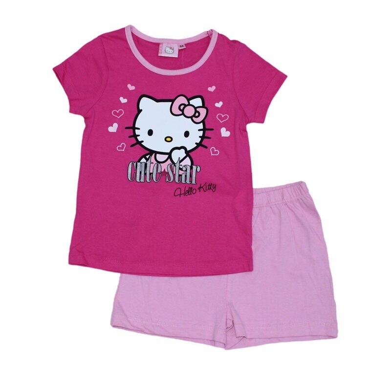 Pijamale fete de vara Cute Star, Roz Fuxia
