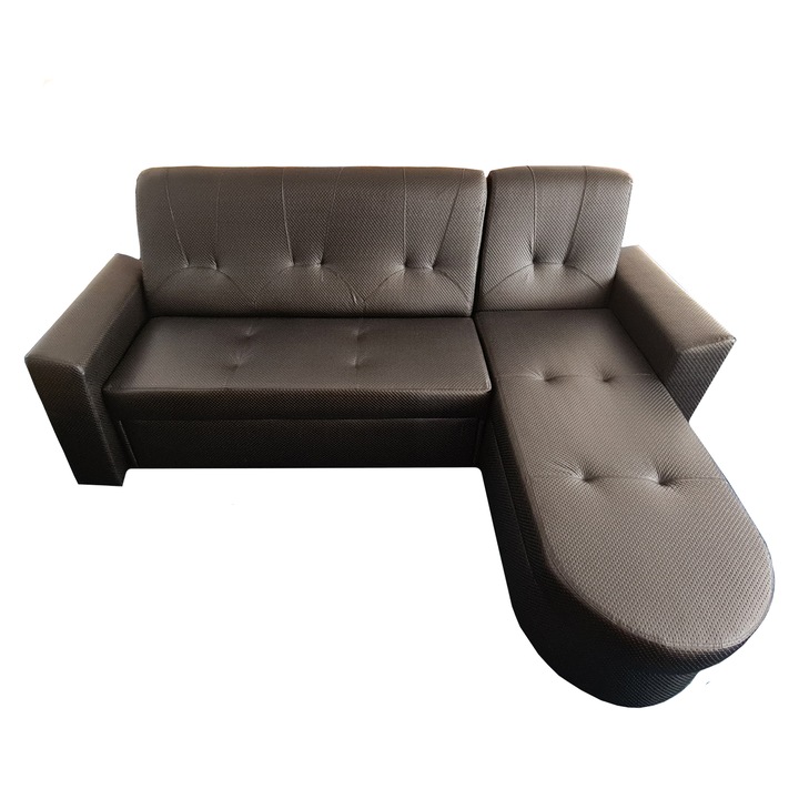 Canapea coltar Sofia extensibila Canadian 256x190x100, negru piele ecologica