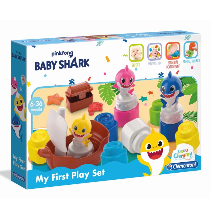 Комплект кубчета Soft Clemmy - Baby Shark, 8 части