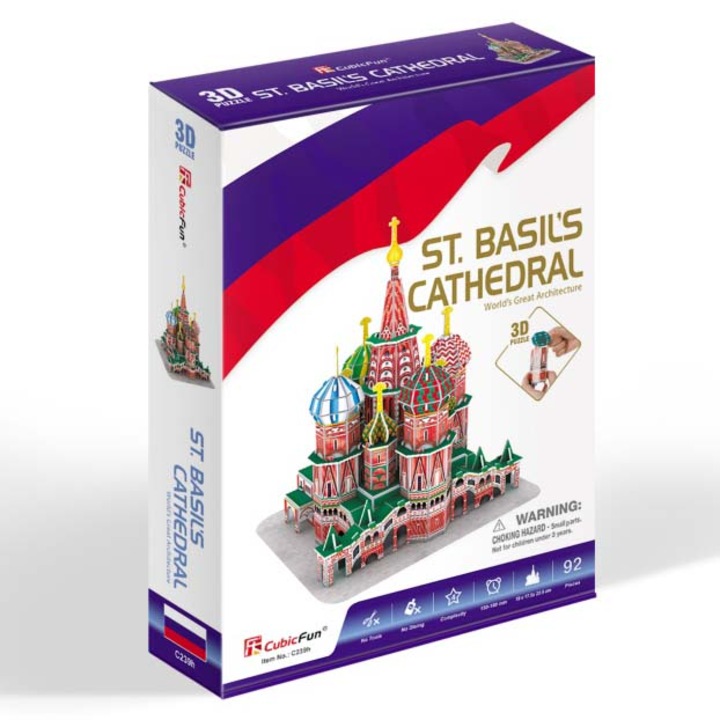 Пъзел 3D Cubic Fun - Катедралата Св. Василий, 92 части