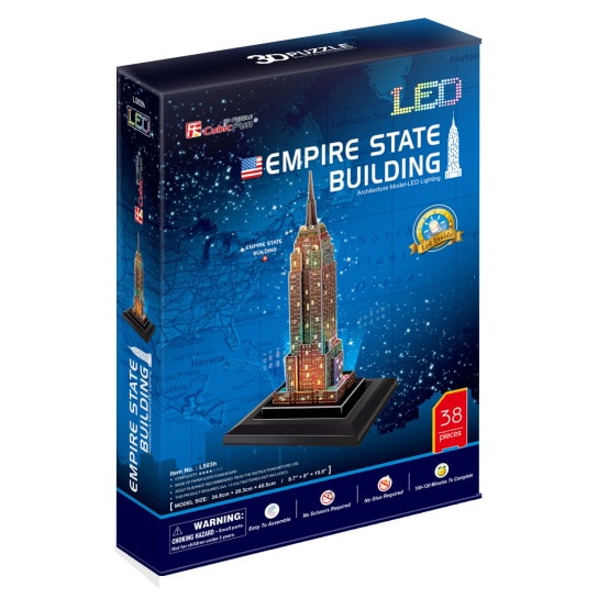 Puzzle 3D Cubic Fun LED - Empire State Building, 38 piese