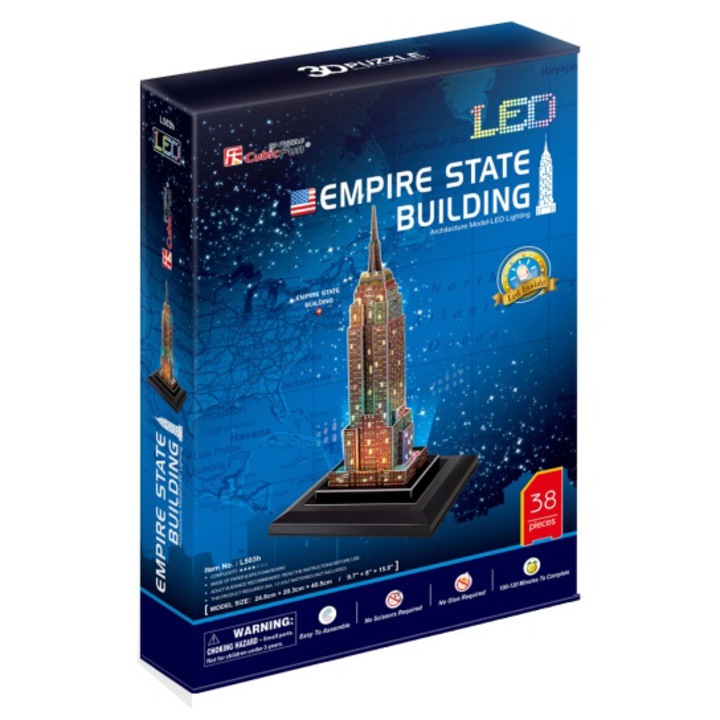 Пъзел 3D Cubic Fun LED - Empire State Building, 38 части