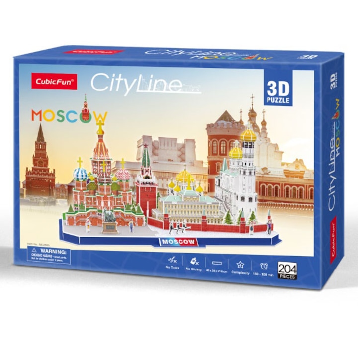Пъзел 3D Cubic Fun - City Line, Москва, 204 части