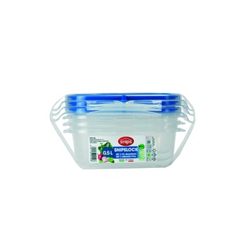 Set 3 caserole alimentare, Snips, Lock, 0.5 L, polipropilena Set 3 caserole alimentare, Snips, Lock, 0.5 L, polipropilena