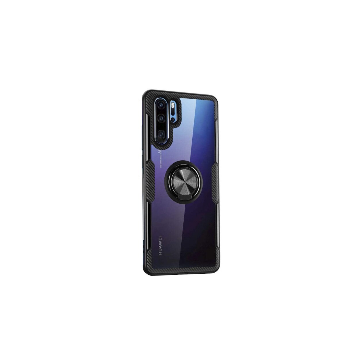 Husa de protectie compatibila Huawei P30 PRO, Hybrid Antisoc, Carcasa cu inel rotativ 360 si Kickstand, Negru
