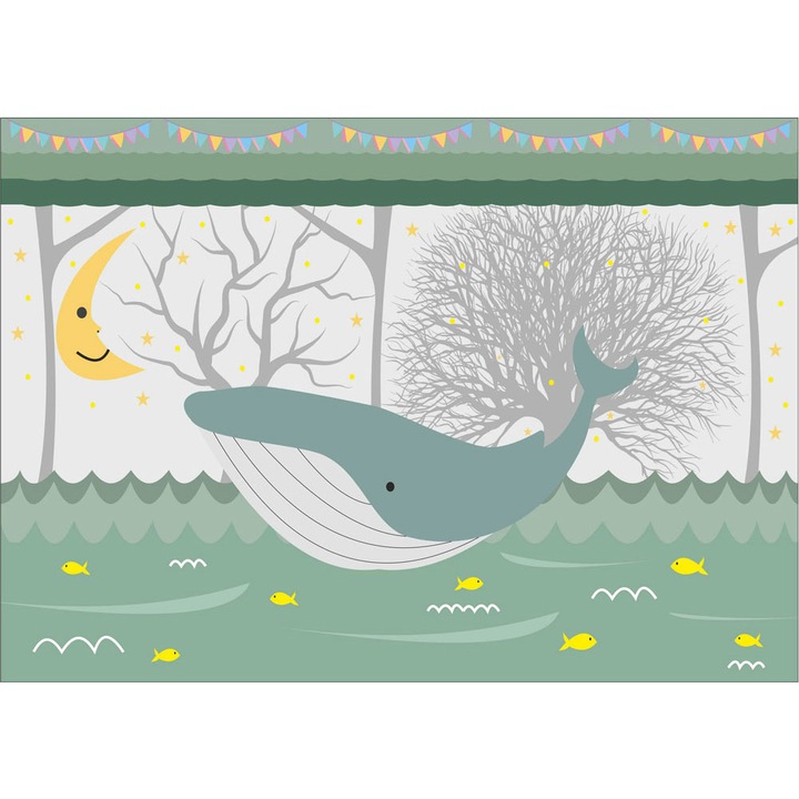 Fototapet copii Balena Gigant, autoadeziv, multicolor, 200 x 300 cm