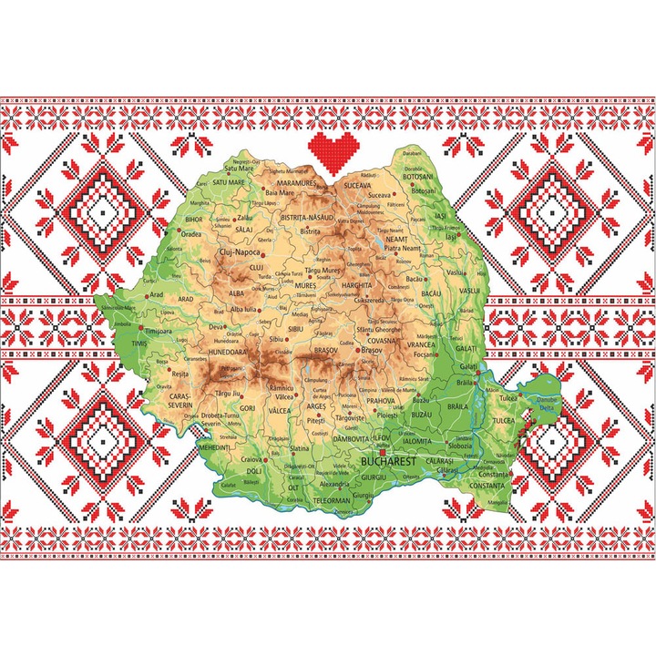 Fototapet copii Harta Romaniei, autoadeziv, multicolor, 250 x 400 cm