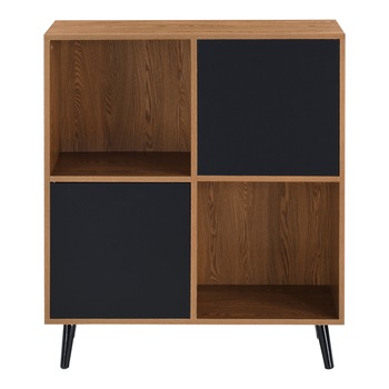 Comoda, en.casa, Heby, 93 x 80 x 30 cm, PAL, efect lemn nuanta inchisa/negru, cu 4 spatii depozitare si 2 usi cu deschidere Push-Open Comoda, en.casa, Heby, 93 x 80 x 30 cm, PAL, efect lemn nuanta inchisa/negru, cu 4 spatii depozitare si 2 usi cu deschidere Push-Open