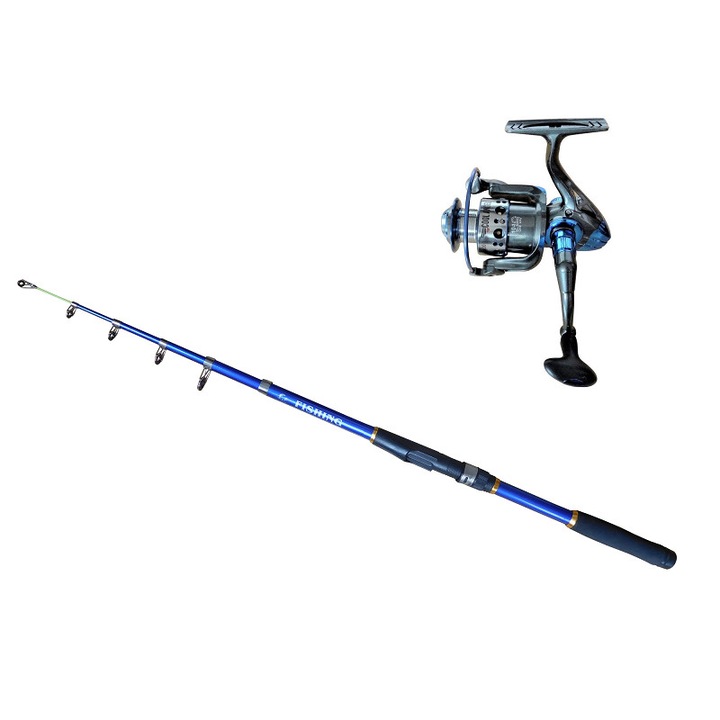 Pachet lanseta telescopica din carbon 2.7 m Fishing si mulineta Cool Angel YOYO 6000, putere aruncare 80 - 120 g